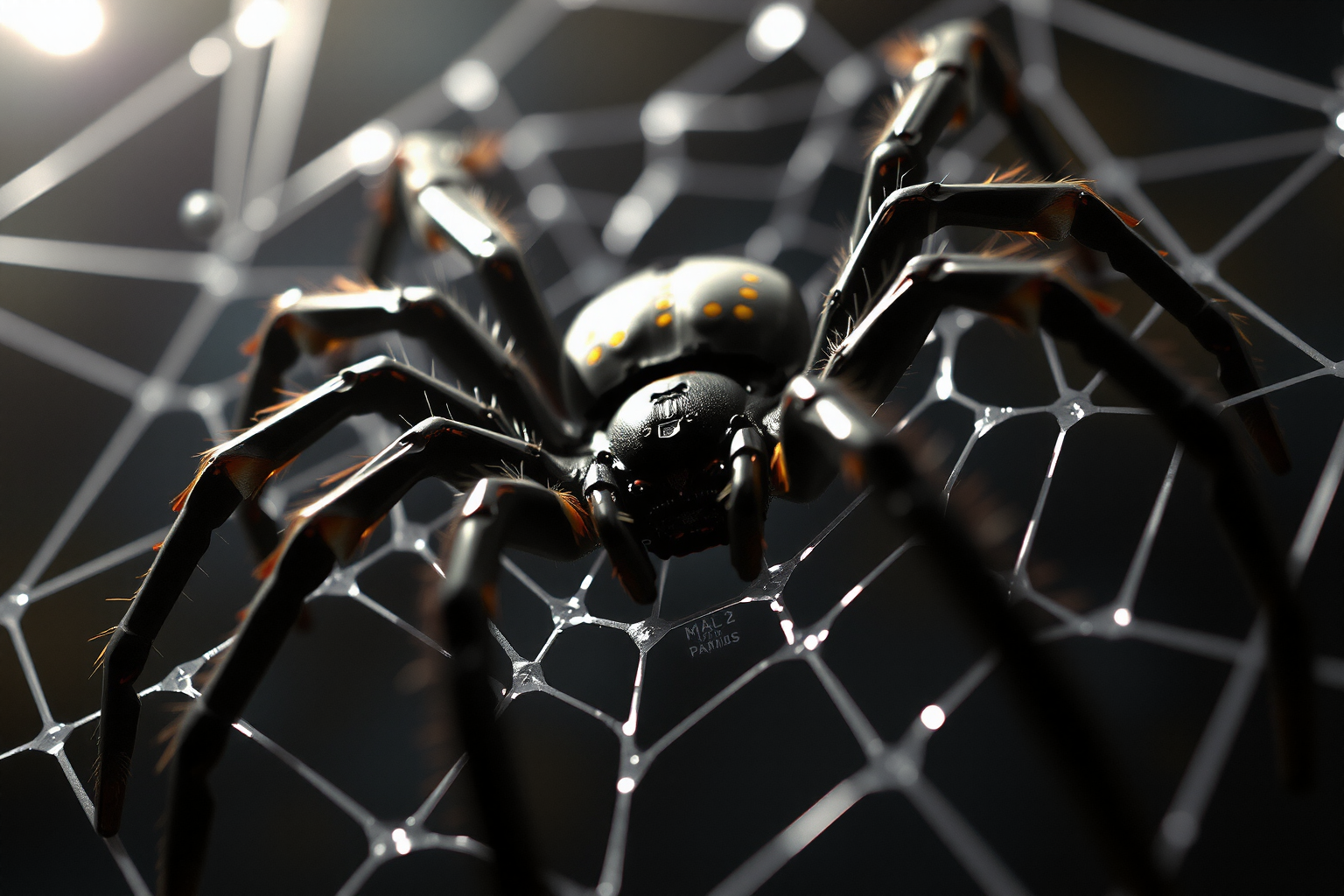 Araña negra en una esquina del hogar