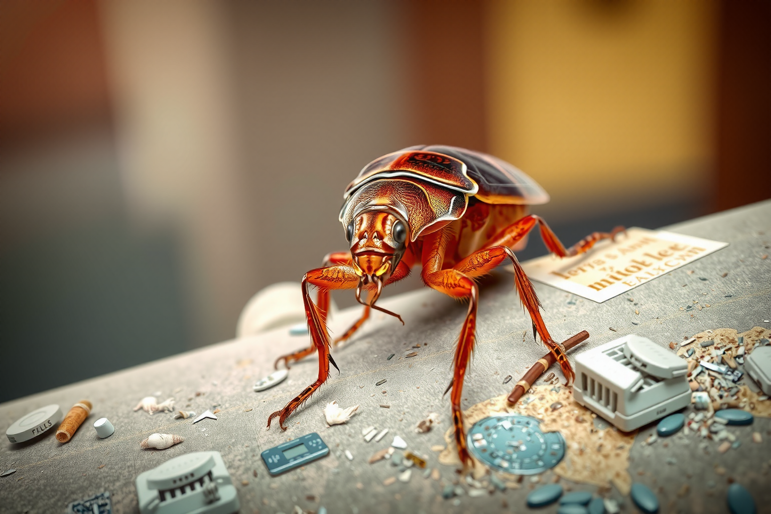 Cucaracha argentina caminando sobre una superficie de cocina en un hogar español.
