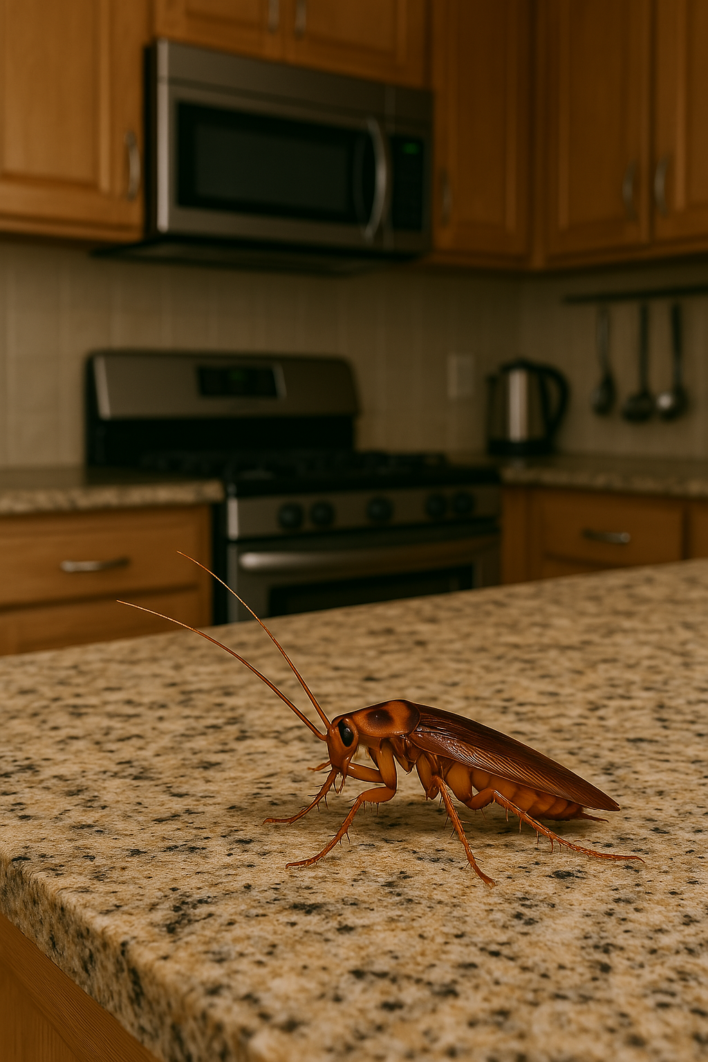Cucaracha germánica sobre superficie en un restaurante