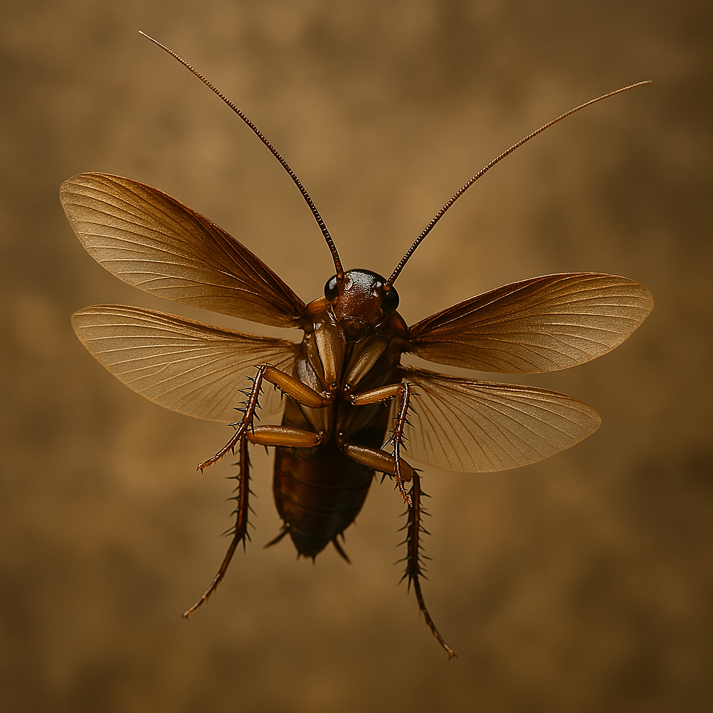 Cucaracha volando dentro de una habitación del hogar