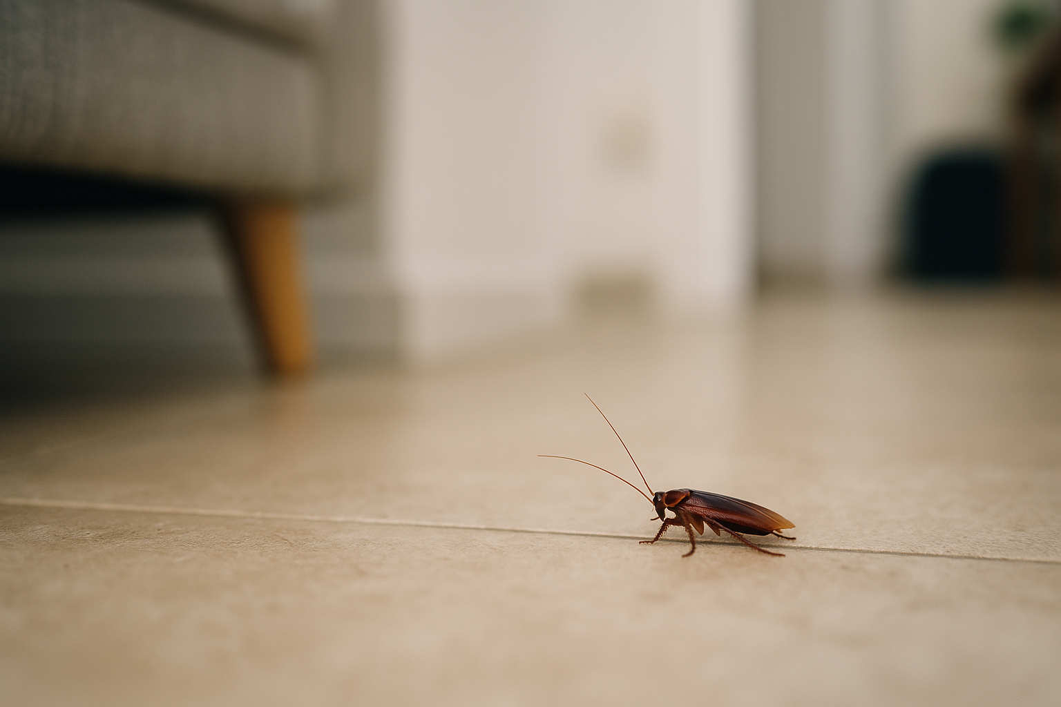Cucaracha sobre el suelo de una cocina
