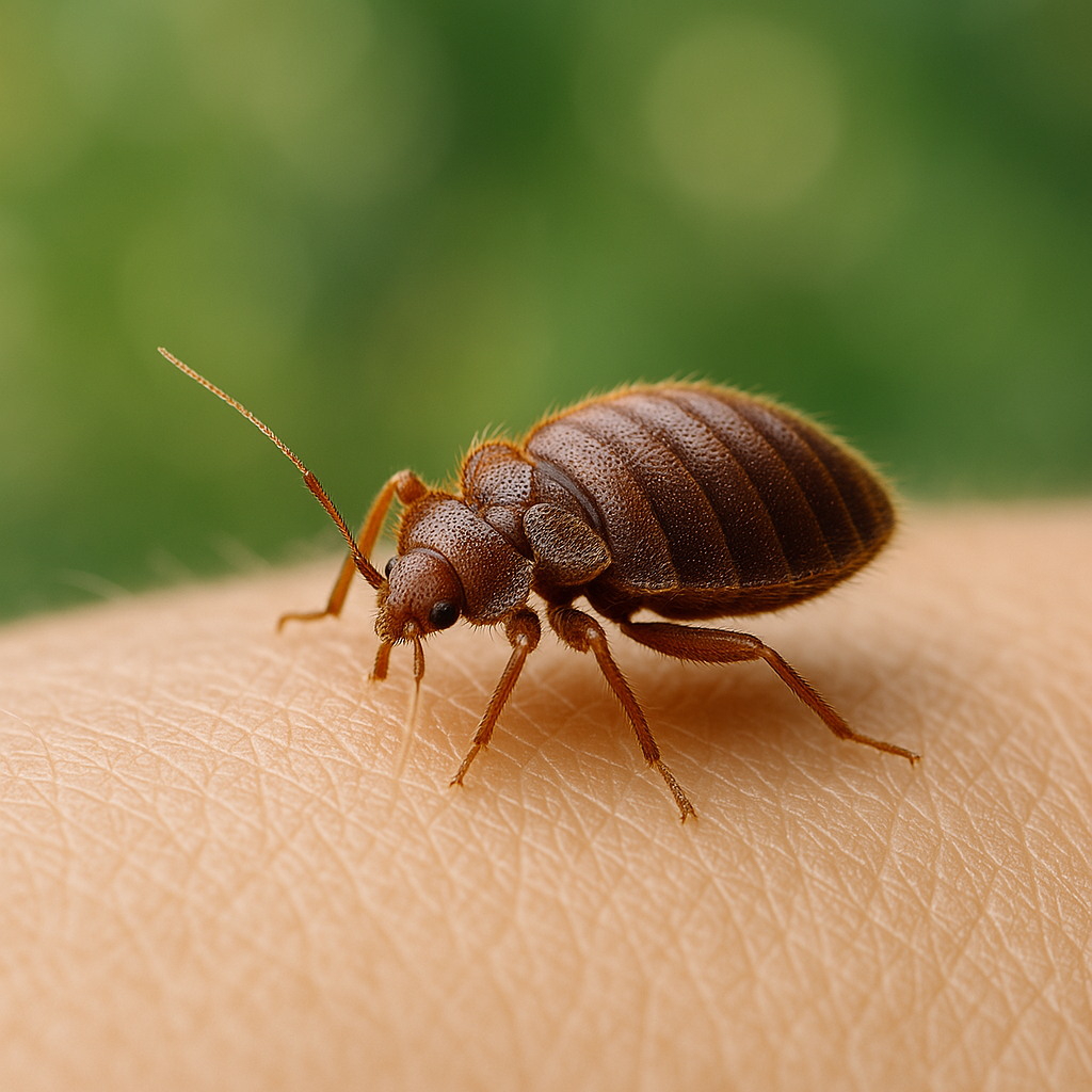 Chinche de cama sobre piel humana