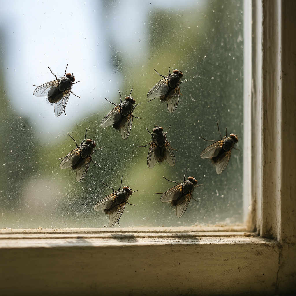 Mosca posada sobre ventana