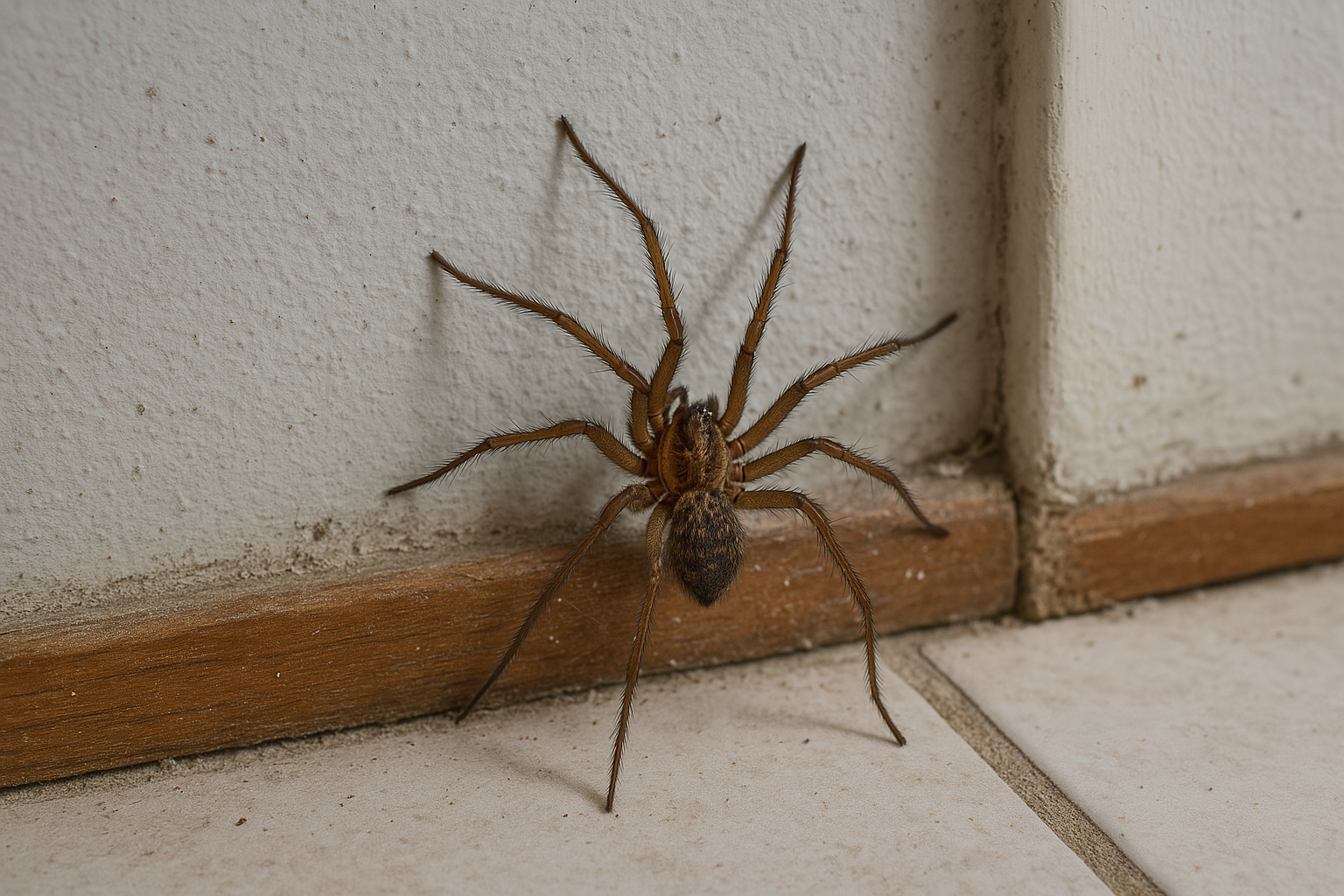Araña sobre suelo de casa