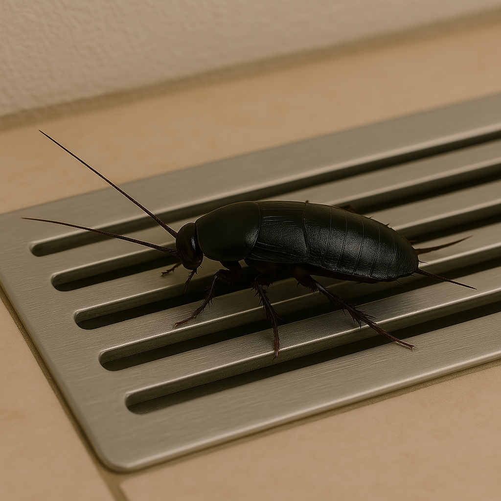 Cucaracha oriental en suelo del baño