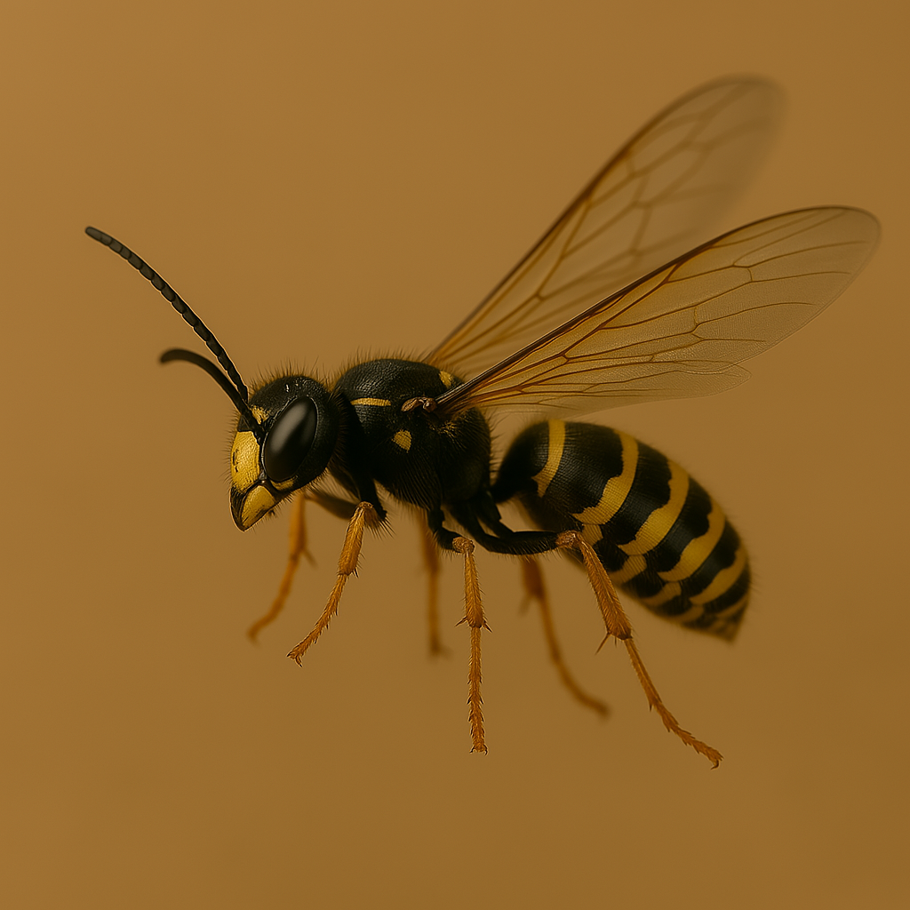 Avispa común volando