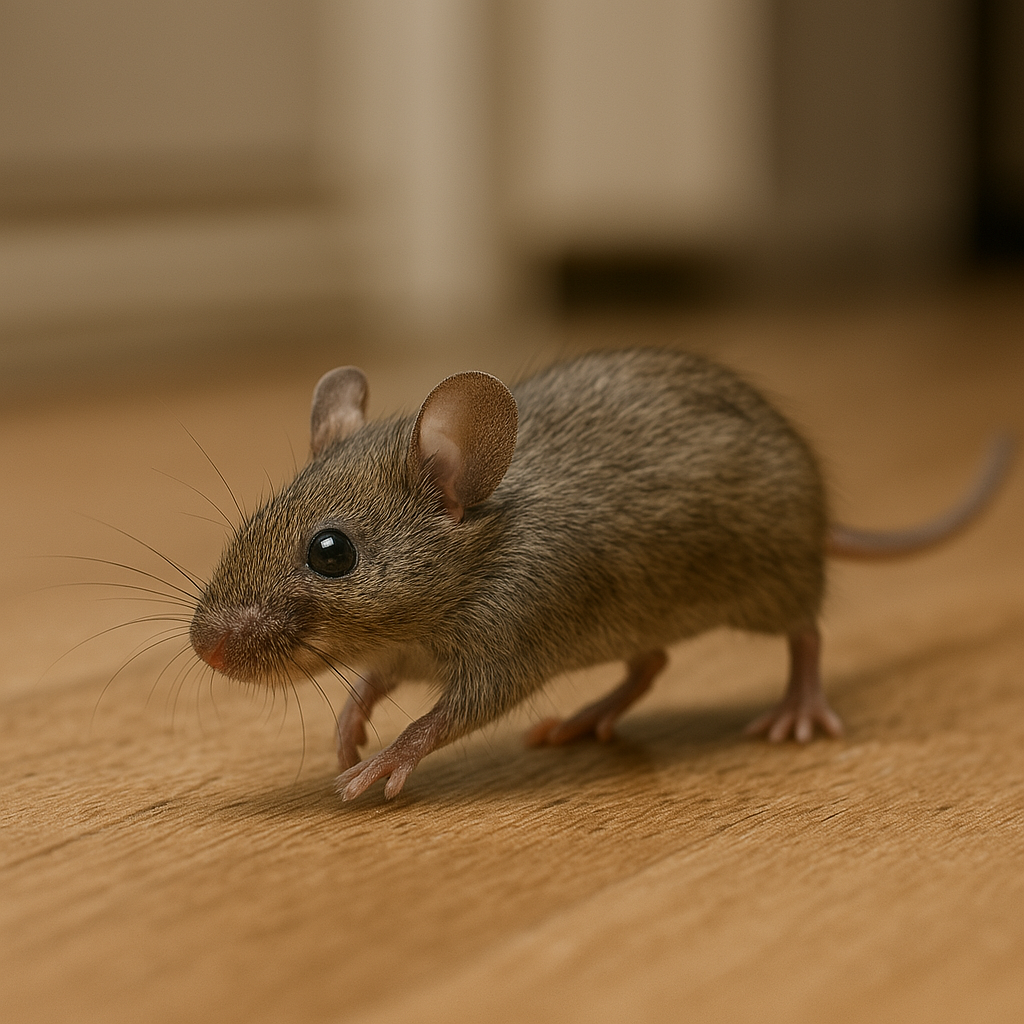 Ratón en el suelo de casa