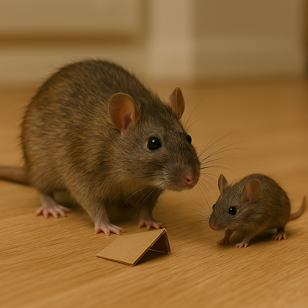 Rata y ratón comparados en el hogar