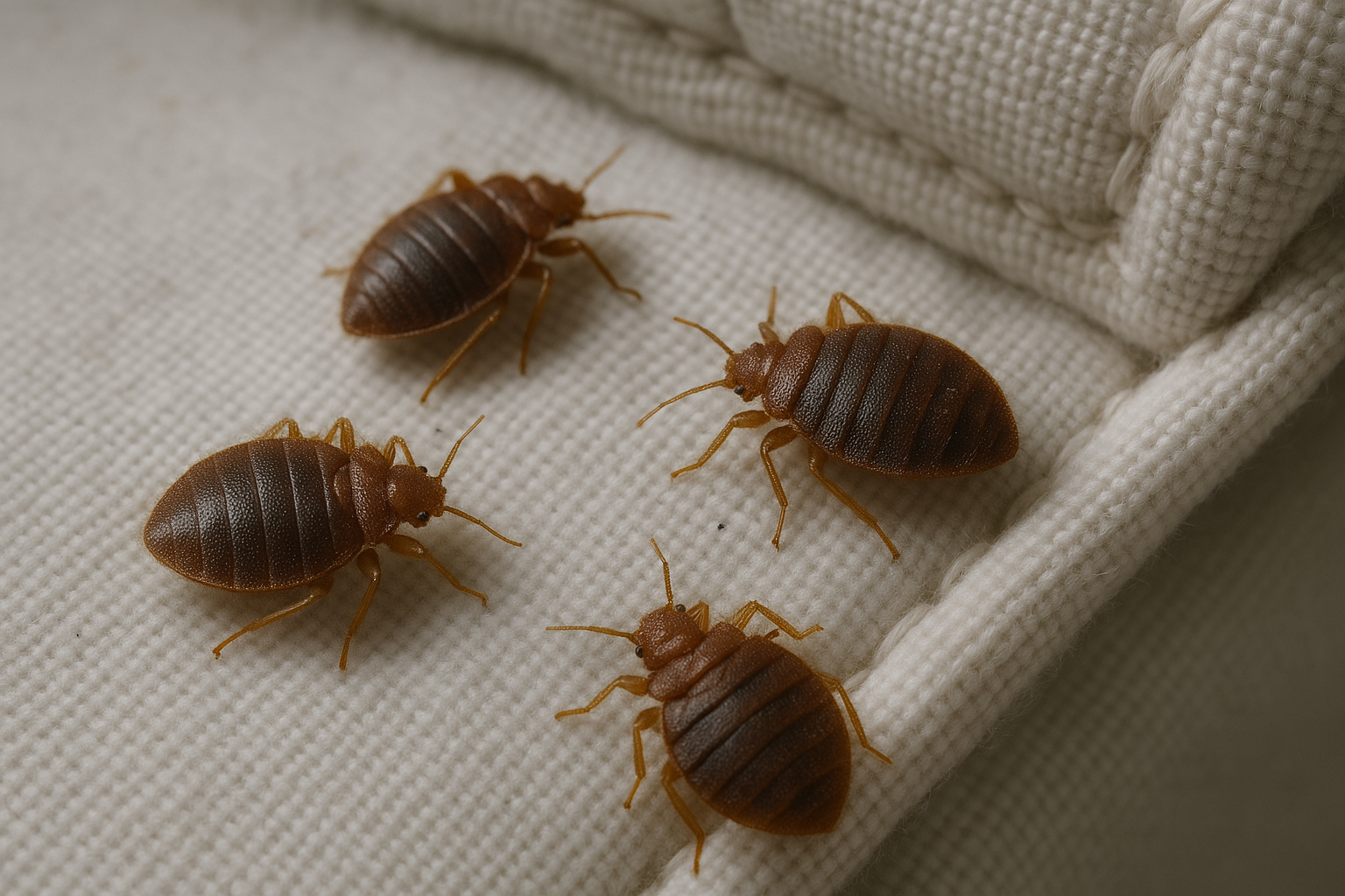 Chinche de cama sobre colchón en una infestación doméstica