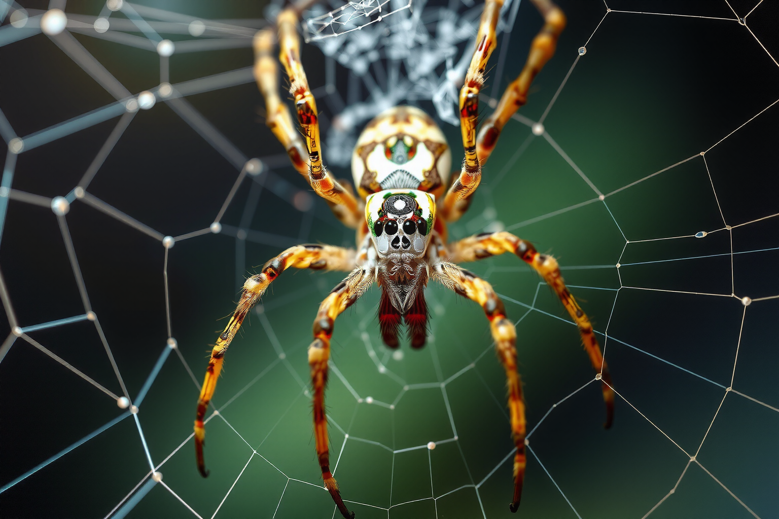 Araña patona en su tela dentro de una casa