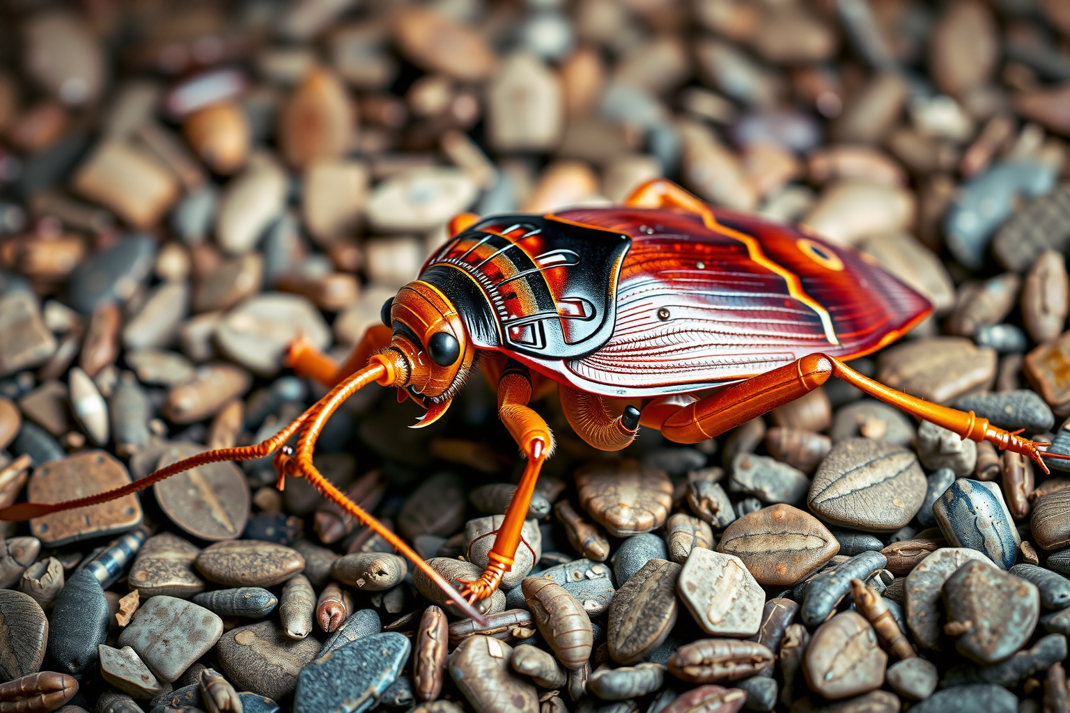 Cucaracha grande en superficie de madera vista de cerca